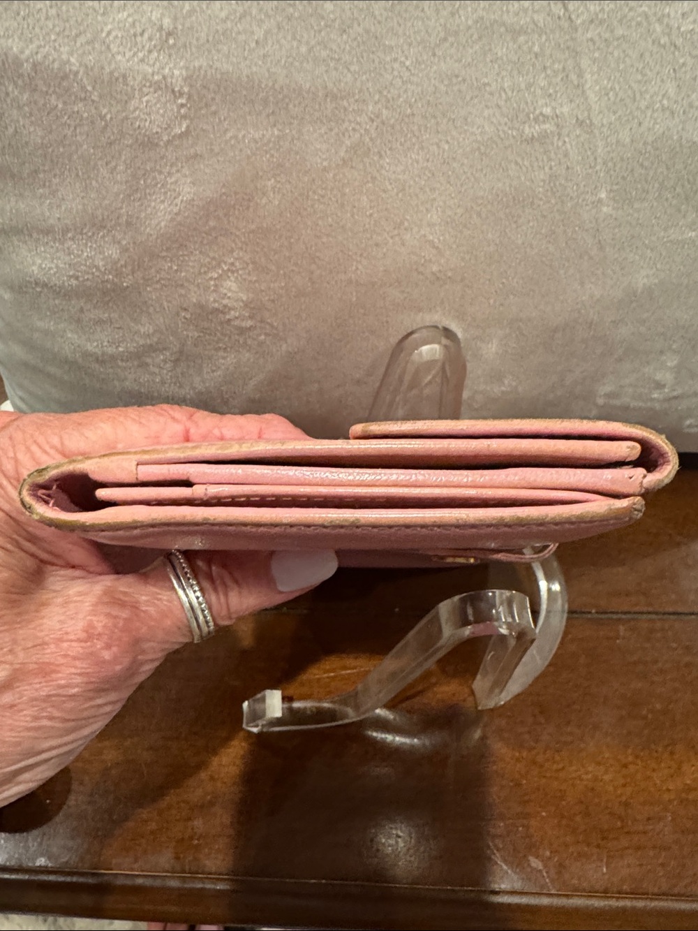CHANEL Pink Leather Snap Wallet with Gold-Tone CC Accent - Picture 9 of 10